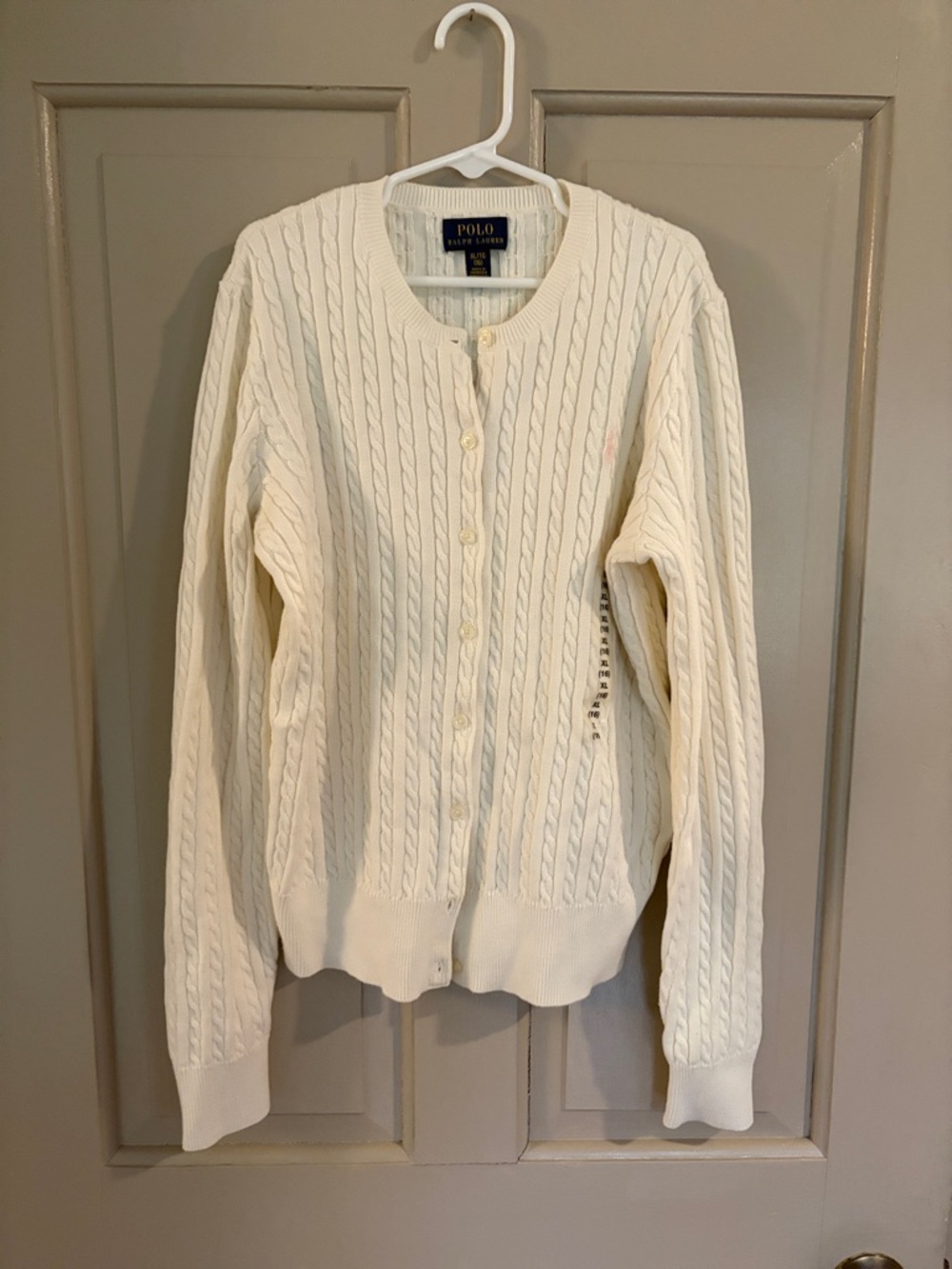 Polo by Ralph Lauren Ivory Cable-Knit Button Cardigan